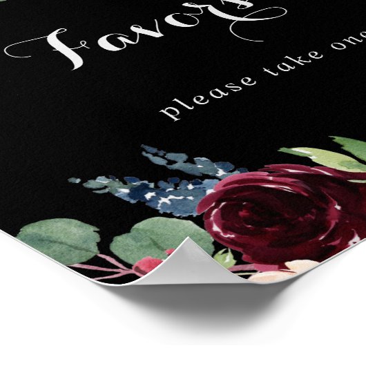 黒素朴植物性結婚式の引き出物標識 ポスター (角)