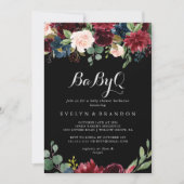 黒素朴植物性BabyQ赤ちゃんシャワーバーベキュー 招待状 (正面)