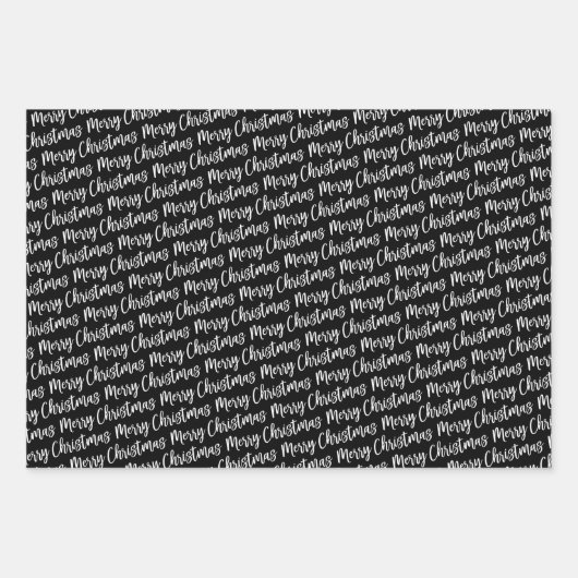 黒素朴水牛のプレイドメリークリスマス ラッピングペーパーシート (正面2)