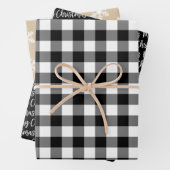 黒素朴水牛のプレイドメリークリスマス ラッピングペーパーシート (インサイチュ)