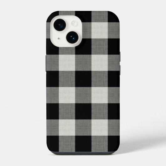 黒素朴水牛チェック iPhoneケース (裏面)