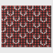 黒素朴水牛プレイドホワイトディアー〔雄ジカの〕枝角 ラッピングペーパー (フラット)