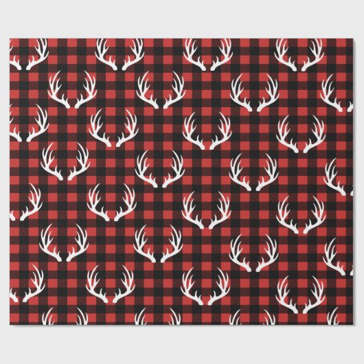 黒素朴水牛プレイドホワイトディアー〔雄ジカの〕枝角 ラッピングペーパー (フラット)