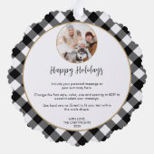 黒素朴水牛プレイド写真年の概要 オーナメントカード (裏面)