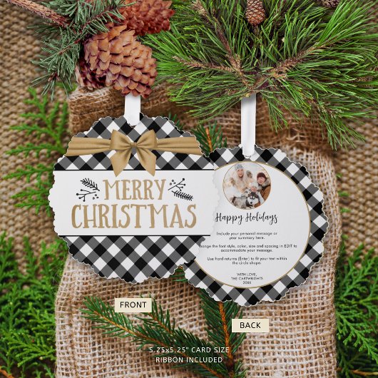 黒素朴水牛プレイド写真年の概要 オーナメントカード