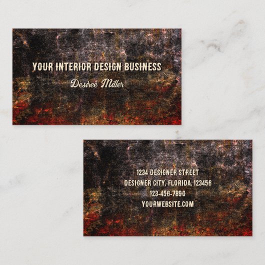 黒素朴焦オレンジ色のグランジヴィンテージテクスチャ 名刺 (正面/裏面)
