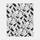 黒素朴熊の鹿バッファローウッドランドパターン フリースブランケット (正面)