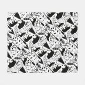 黒素朴熊の鹿バッファローウッドランドパターン フリースブランケット (正面(横))