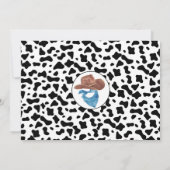 黒素朴牛プリントカウボーイロデオ1歳の誕生日 招待状 (裏面)