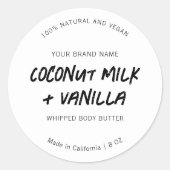 黒素朴白の丸い瓶のふた製品ラベル ラウンドシール (正面)