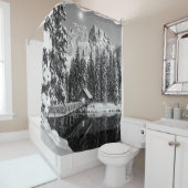 黒素朴白の山の風景バスルーム シャワーカーテン (インサイチュ)