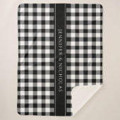 黒素朴白の格子縞のチェック名 シェルパブランケット (正面)