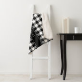 黒素朴白の格子縞のチェック名 シェルパブランケット (インサイチュ)