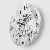 黒素朴白ウッドファミリーネームファームハウス ラージ壁時計 (傾斜)