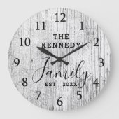 黒素朴白ウッドファミリーネームファームハウス ラージ壁時計 (正面)