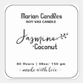 黒素朴白キャンドルパーソナライズされたラベル スクエアシール (正面)