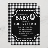 黒素朴白ジンガム赤ちゃんQ赤ちゃんシャワー 招待状 (正面/裏面)