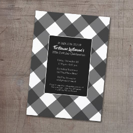 黒素朴白バッファローチェック誕生日パーティー 招待状