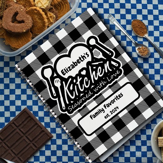 黒素朴白バッファロープレイドカスタムキッチン ノートブック