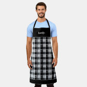 黒素朴白バッファローplaid personal エプロン (着用した状態)