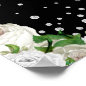 黒素朴白バラのストリングライトへようこそ ポスター (角)