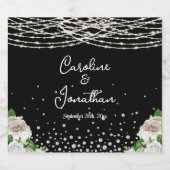 黒素朴白バラのストリングラ結婚イト スパークリングワインラベル (シングルラベル)