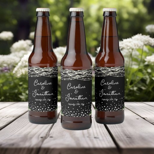 黒素朴白バラのストリングラ結婚イト ビールラベル