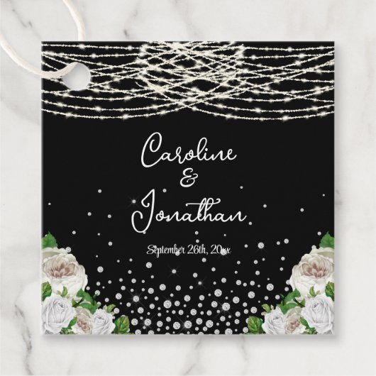 黒素朴白バラのストリングラ結婚イト フェイバータグ (正面)