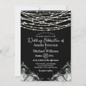 黒素朴白バラのストリングラ結婚イト 招待状 (正面)