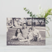 黒素朴白1枚フォトクリスマスカード 招待状 (スタンド正面)