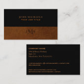 黒素朴色と茶色のレザーイメージマンリー 名刺 (正面/裏面)