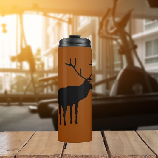 黒素朴色のエルク精霊の動物のシルエット タンブラー