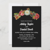 黒素朴色 |水彩フローラ |エレガントな結婚式 招待状 (正面)