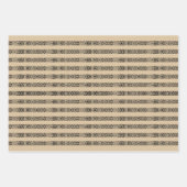 黒素朴茶色クラフトのプレイド&レースストライプレース ラッピングペーパーシート (正面2)