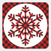 黒素朴赤タータンチェックで雪片をチェック スクエアシール (正面)