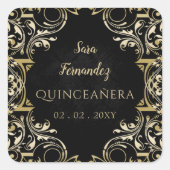 黒素朴金ゴールドエレガントキンセアニェラ スクエアシール (正面)