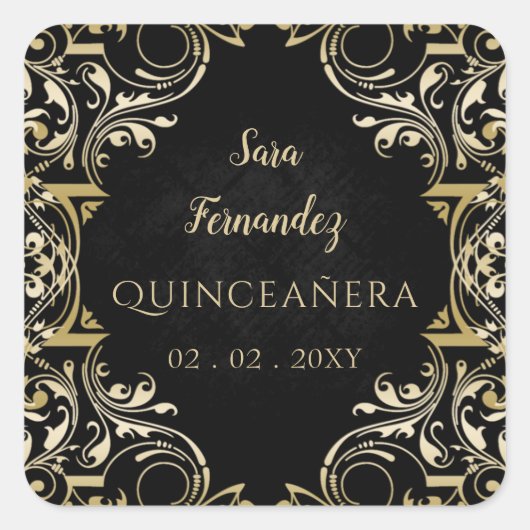 黒素朴金ゴールドエレガントキンセアニェラ スクエアシール (正面)