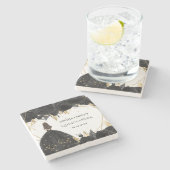 黒素朴金ゴールドフローラプリンセスキンセアニェラ ストーンコースター (横)