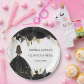 黒素朴金ゴールドフローラプリンセスキンセアニェラ ペーパープレート (パーティー)