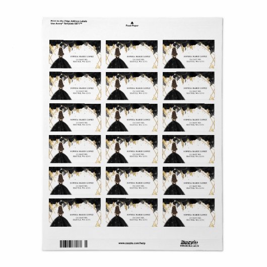 黒素朴金ゴールドフローラプリンセスキンセアニェラ ラベル (フルシート)