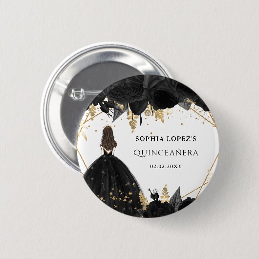 黒素朴金ゴールドフローラプリンセスキンセアニェラ 缶バッジ (正面&裏面)
