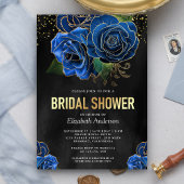 黒素朴金ゴールドブ王室のルーフローラブライダルシャワー 招待状