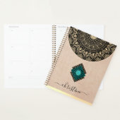 黒素朴金ゴールドマンダラbeige burlap名 プランナー手帳 (ディスプレー)