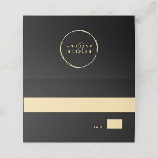 黒素朴金ゴールド円フレームアンパサンド結婚ズ プレイスカード (外部開封)