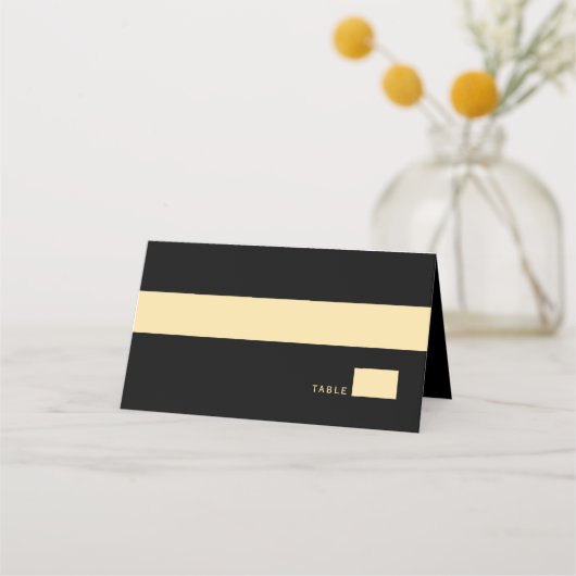 黒素朴金ゴールド円フレームアンパサンド結婚ズ プレイスカード (正面)