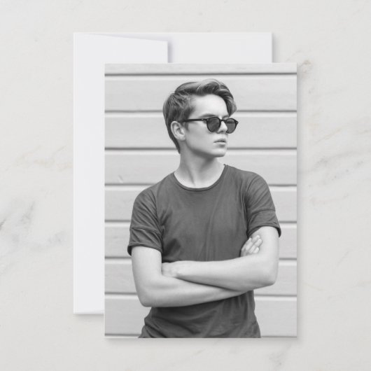 黒素朴金ゴールド写真卒業パーティー 招待状 (裏面)