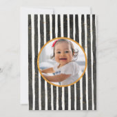 黒素朴金ゴールド白誕生日フォトストロベリー サンキューカード (正面)