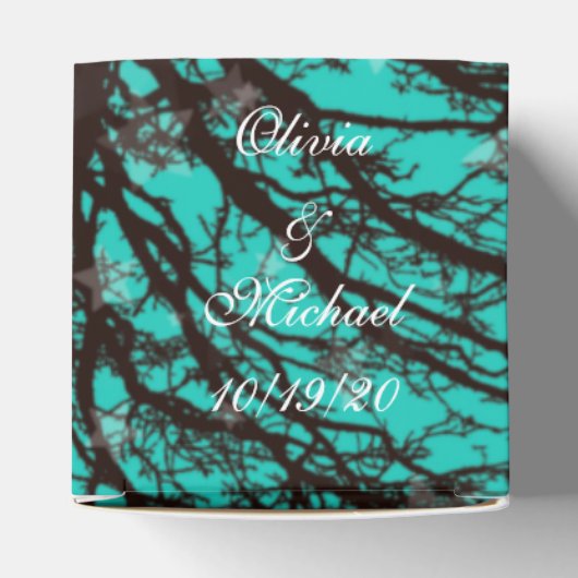 黒素朴青夕べ結婚式の引き出物箱 フェイバーボックス (上部)