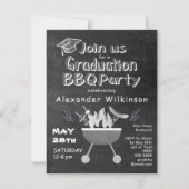 黒素朴黒板おもしろい卒業BBQパーティー 招待状 (正面)