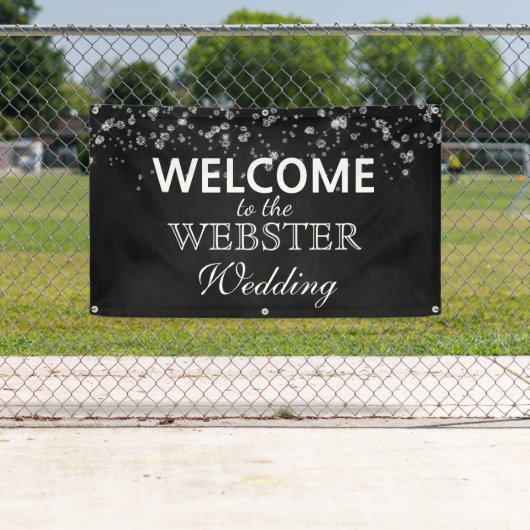 黒素朴黒板ダイヤモンドエレガントな結婚式 横断幕 (インサイチュ)